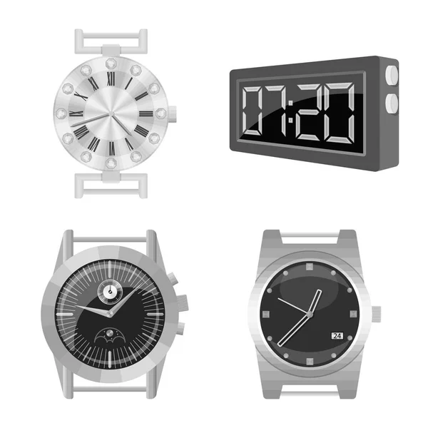 Διάνυσμα Σχεδιασμός λογότυπο ρολόι και το χρόνο. Σετ ρολόι και κύκλο εικονογράφηση διάνυσμα απόθεμα. — Διανυσματικό Αρχείο
