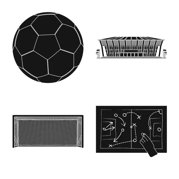 Vektorové ilustrace fotbal a gear znamení. Kolekce fotbal a turnaje vektorové ikony pro stock. — Stockový vektor