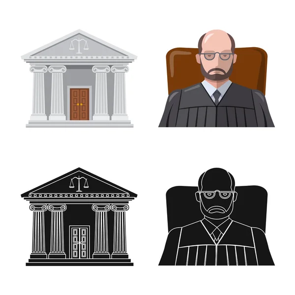 Ilustração vetorial do ícone da lei e do advogado. Conjunto de lei e justiça vetor ícone para estoque . — Vetor de Stock