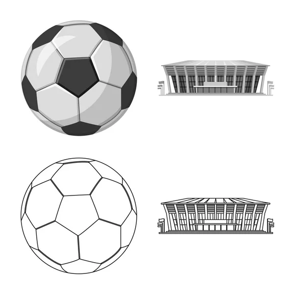 Conception vectorielle de l'icône du football et de l'équipement. Ensemble de symbole stock de soccer et tournoi pour le web . — Image vectorielle