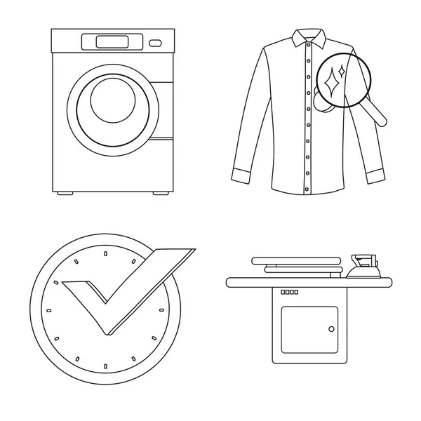 Objet isolé de blanchisserie et symbole propre. Ensemble d'icône vectorielle de blanchisserie et de vêtements pour stock . — Image vectorielle