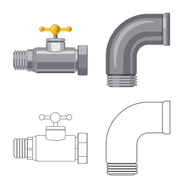 Изолированный объект из трубы и символа трубы. Сбор символа трубы и трубопроводного запаса для сети . — стоковый вектор