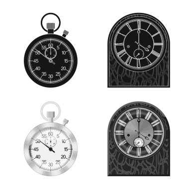 Saat ve saat simge vektör Illustration. Web için saat ve daire hisse senedi simgesi kümesi.