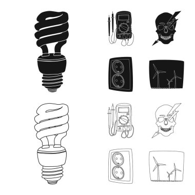 Elektrik ve elektrik işareti yalıtılmış nesne. Elektrik ve enerji hisse senedi simgesi için web topluluğu.