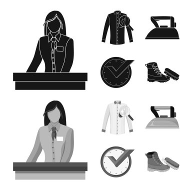 Çamaşırhane ve temiz simge vektör Illustration. Çamaşırhane ve giyim koleksiyonu vektör hisse senedi simgesi.