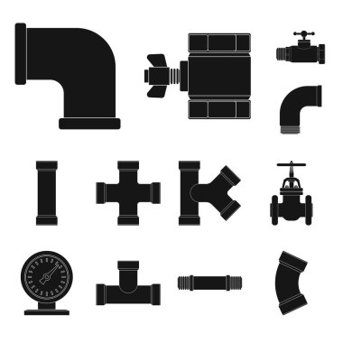 Boru ve tüp simge vektör tasarımı. Boru ve boru hattı hisse senedi vektör çizim topluluğu.