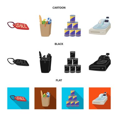 Yiyecek ve içecek logo yalıtılmış nesne. Gıdaların ve hisse senedi vektör çizim saklama.