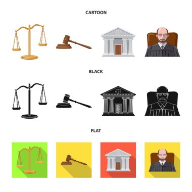 Hukuk ve avukat logo vektör Illustration. Hukuk ve adalet hisse senedi simgesi web için kümesi.