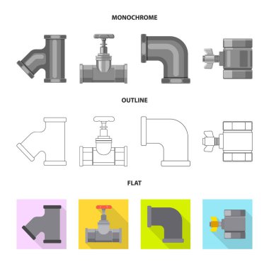 Boru ve tüp simgesi yalıtılmış nesne. Hisse senedi için boru ve boru hattı vektör simge kümesi.