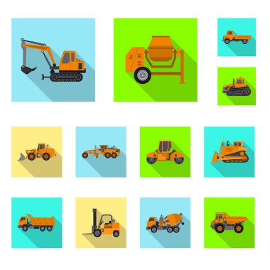 Yapı ve inşaat simge vektör tasarımı. Yapı ve makine hisse senedi vektör çizim seti.