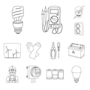 Elektrik ve elektrik logo vektör tasarımı. Elektrik ve enerji hisse senedi vektör çizim koleksiyonu.