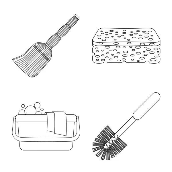 Ilustração vetorial do logotipo de limpeza e serviço. Conjunto de limpeza e vetor doméstico ícone para estoque . — Vetor de Stock