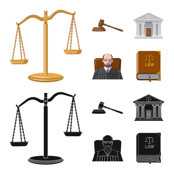 Εικονογράφηση φορέα νομικών και τον δικηγόρο του συμβόλου. Συλλογή του νόμου και της δικαιοσύνης σύμβολο μετοχής για το web. — Διανυσματικό Αρχείο