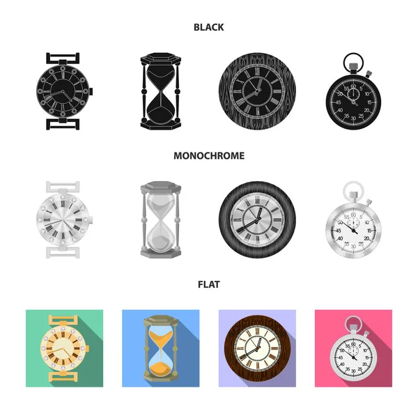 時計と時間のサイン デザインをベクトルします。Web の時計と円の銘柄のセット. — ストックベクタ