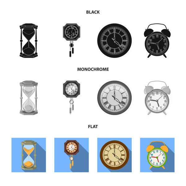 Objeto aislado del reloj y el icono de la hora. Conjunto de reloj y círculo icono de vector para la acción . — Archivo Imágenes Vectoriales