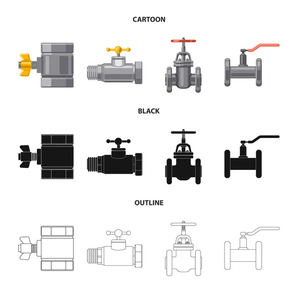 Vektorillustration des Rohr- und Rohrsymbols. Sammlung von Abbildungen von Rohrleitungs- und Pipeline-Bestandsvektoren. — Stockvektor