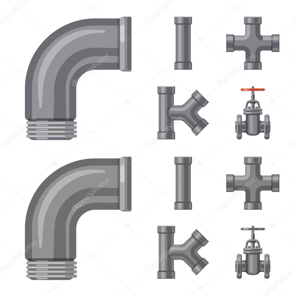 Vector illustration of pipe and tube icon. Set of pipe and pipeline stock symbol for web.
