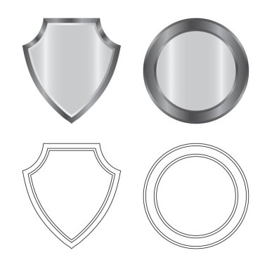 Amblem ve rozet simge yalıtılmış nesne. Amblem ve etiket stok vektör çizim topluluğu.
