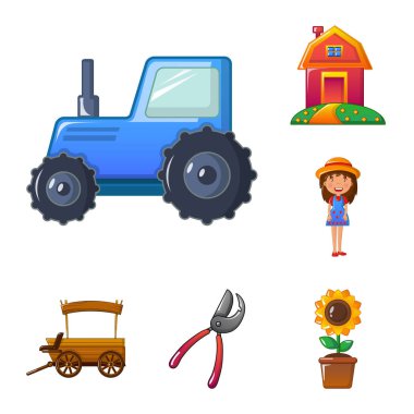 Çiftlik ve tarım sembolü yalıtılmış nesne. Çiftlik ve bitki hisse senedi vektör çizim topluluğu.