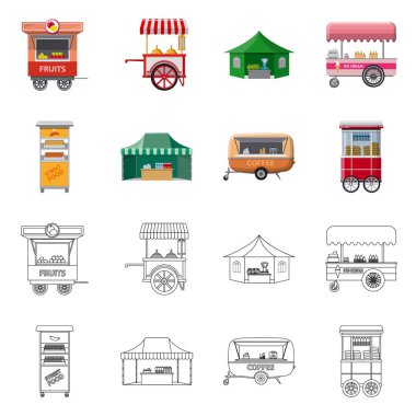 Piyasa ve dış logo vektör tasarımı. Market ve gıda hisse senedi simgesi için web topluluğu.