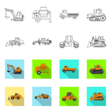 Yapı ve inşaat logo vektör tasarımı. Hisse senedi için yapı ve makine vektör simge kümesi.