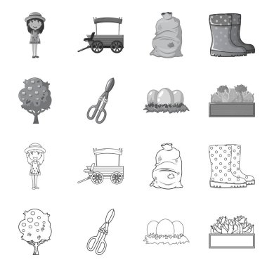 Çiftlik ve tarım simgesi yalıtılmış nesne. Hisse senedi için çiftlik ve bitki vektör simge kümesi.