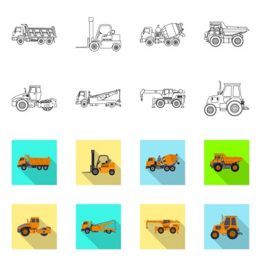 Yapı ve inşaat logo vektör tasarımı. Hisse senedi için yapı ve makine vektör simge topluluğu.