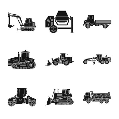 Yapı ve inşaat logo vektör tasarımı. Yapı ve makine hisse senedi simgesi için web topluluğu.