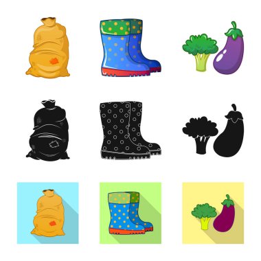 Çiftlik ve tarım işareti vektör Illustration. Hisse senedi için çiftlik ve bitki vektör simge kümesi.