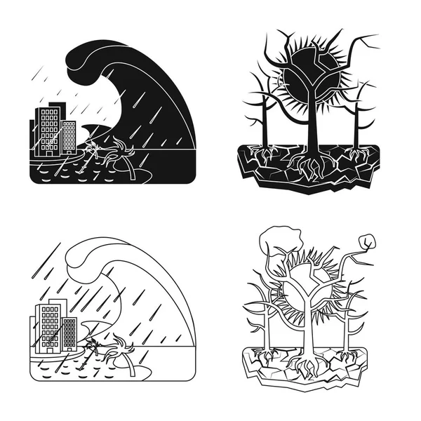 Ilustración vectorial del logotipo natural y del desastre. Conjunto de icono de vector natural y de riesgo para stock . — Archivo Imágenes Vectoriales