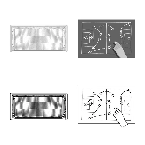 Ilustração vetorial de futebol e placa de engrenagem. Coleção de futebol e torneio ilustração vetor estoque . — Vetor de Stock