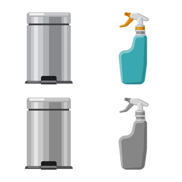 Progettazione vettoriale del logo di pulizia e servizio. Set di pulizia e illustrazione vettoriale di magazzino per la famiglia . — Vettoriale Stock