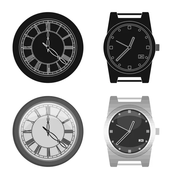 Projeto vetorial de relógio e sinal de tempo. Coleção de relógio e círculo vetor ícone para estoque . — Vetor de Stock