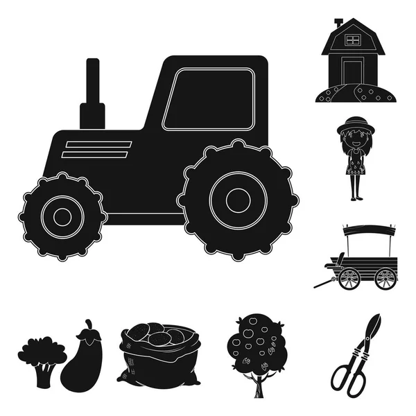 Oggetto isolato di fattoria e agricoltura simbolo. Raccolta dell'icona del vettore agricolo e vegetale per lo stock . — Vettoriale Stock