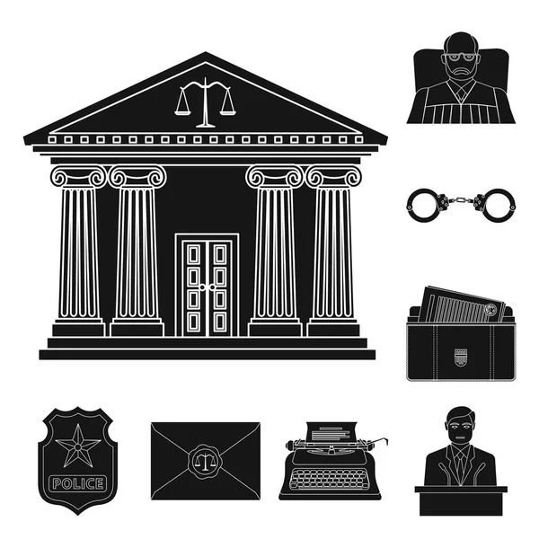 Projeto vetorial do ícone da lei e do advogado. Conjunto de lei e justiça ilustração vetor estoque . — Vetor de Stock