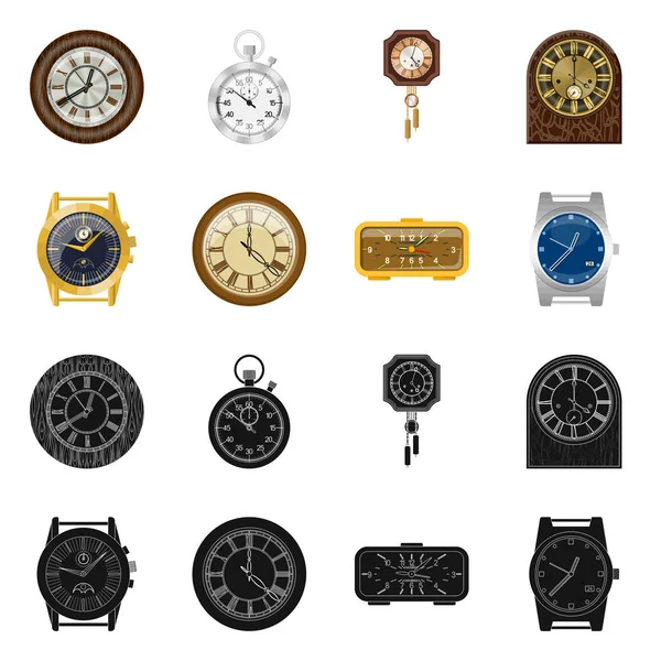 Design vettoriale dell'orologio e del simbolo orario. Set di orologio e icona vettoriale cerchio per magazzino . — Vettoriale Stock