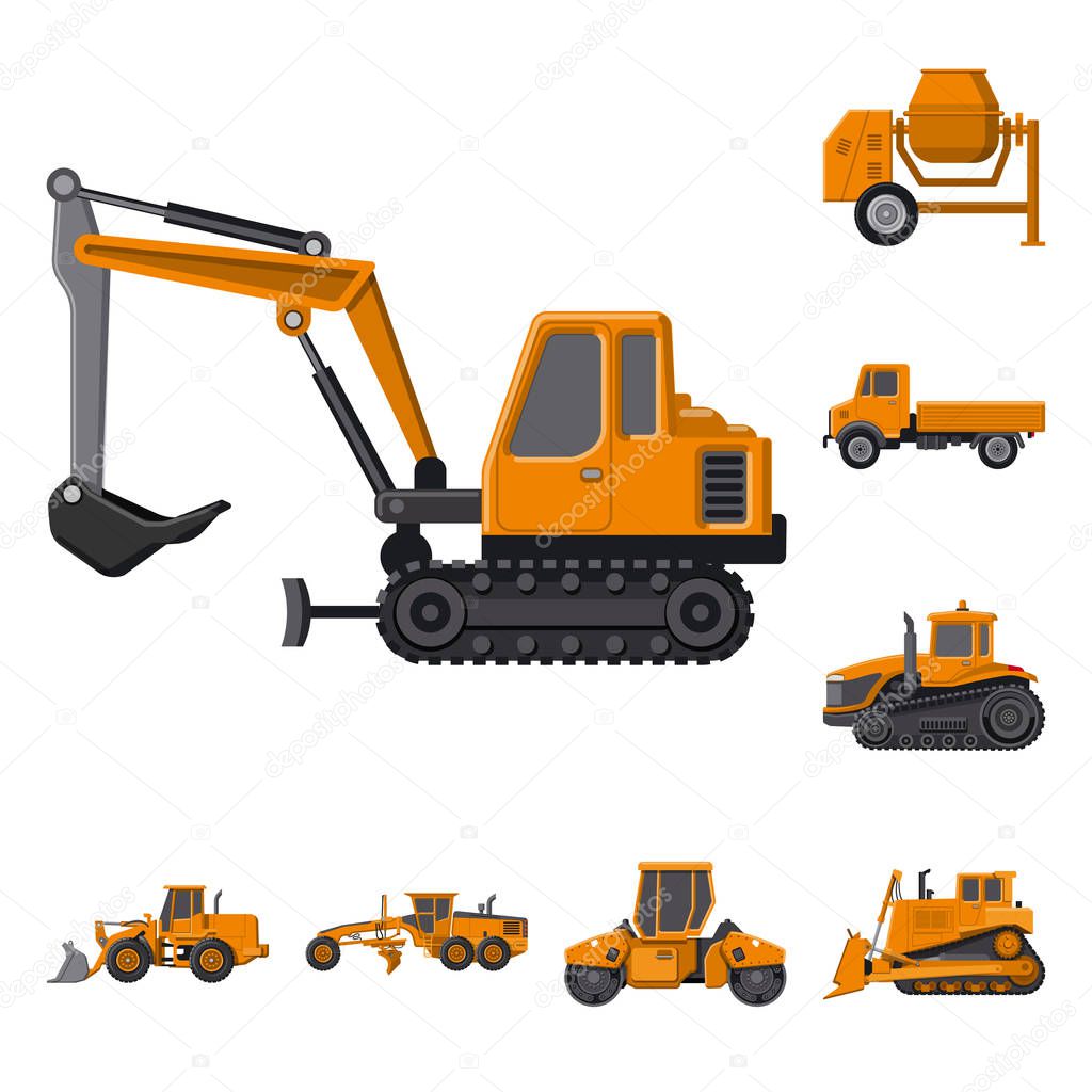 Isolated object of build and construction symbol. Collection of build and machinery stock symbol for web.