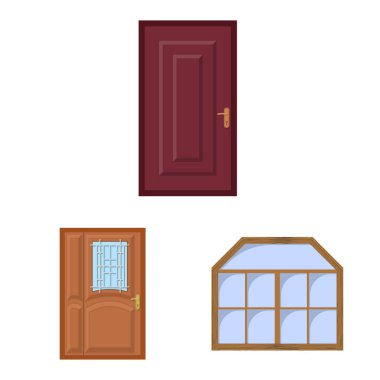 Kapı ve ön simge vektör Illustration. Kapı ve ahşap stok vektör çizim koleksiyonu.