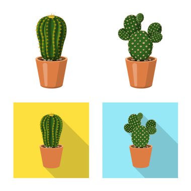 Kaktüs ve pot logo vektör Illustration. Kaktüs ve kaktüsler hisse senedi vektör çizim.