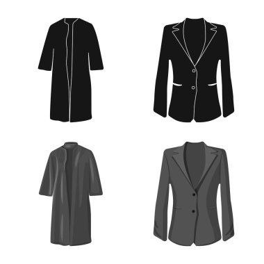 Kadın ve giyim simge vektör tasarımı. Kadın ayarla ve stok vektör çizim giymek.