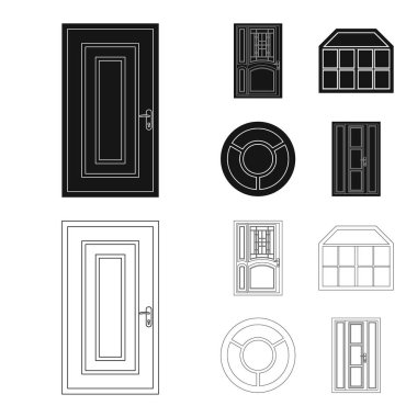 Kapı ve ön simge vektör tasarımı. Kapı ve ahşap stok vektör çizim.