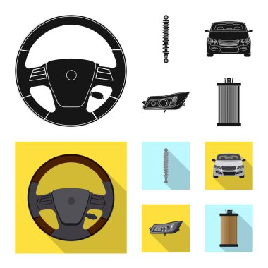 Otomatik ve parçası sembol yalıtılmış nesne. Hisse senedi için oto, araba vektör simge topluluğu.