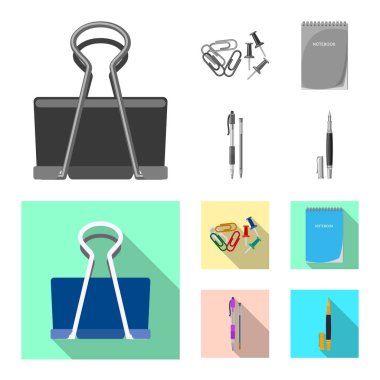 Yalıtılmış nesne ofis ve kaynağı simgesi. Ofis ve okul hisse senedi simgesi web için kümesi.