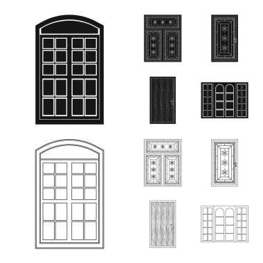 Kapı ve ön logo vektör Illustration. Kapı ve ahşap vektör simgesini hissenin koleksiyonu.