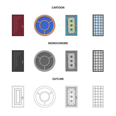 Kapı ve ön kayıt yalıtılmış nesne. Kapı ve ahşap stok vektör çizim koleksiyonu.