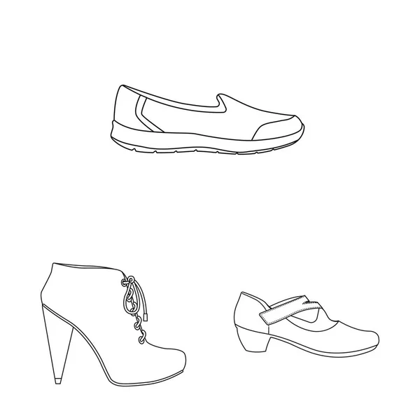 Isolierte Objekt von Schuhen und Frau Logo. Kollektion von Schuhen und Fußstocksymbolen für das Web. — Stockvektor