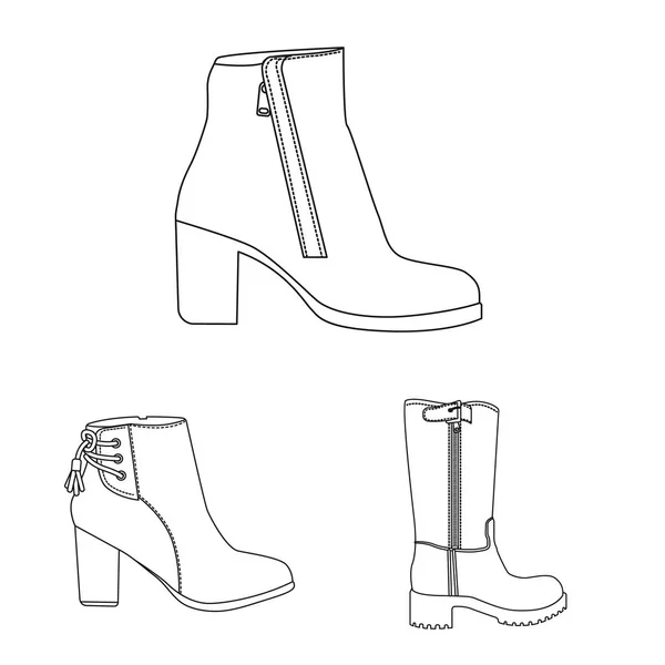 Objet isolé de chaussures et logo femme. Collection de chaussures et icône vectorielle pied pour stock . — Image vectorielle