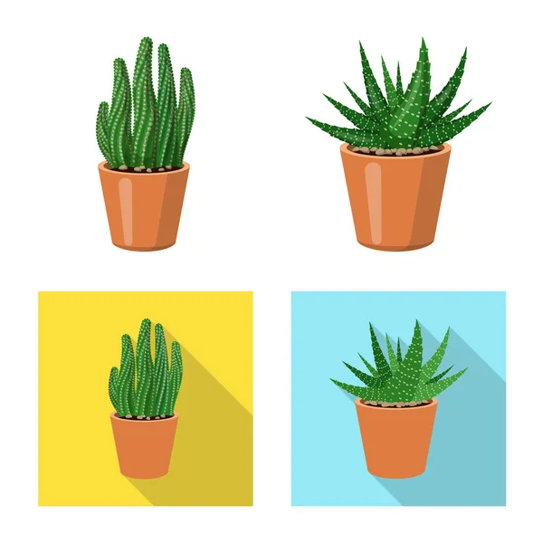 Vektorová podoba kaktus a květináč znamení. Kolekce kaktusů a kaktusy začátkem symbol pro web. — Stockový vektor