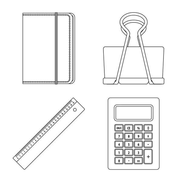 Isolerade objekt av office och leverans logotyp. Samling av kontor och skola lager vektorillustration. — Stock vektor