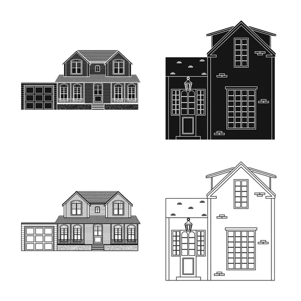 Векторный дизайн здания и логотипа. Комплект векторной иллюстрации здания и крыши . — стоковый вектор